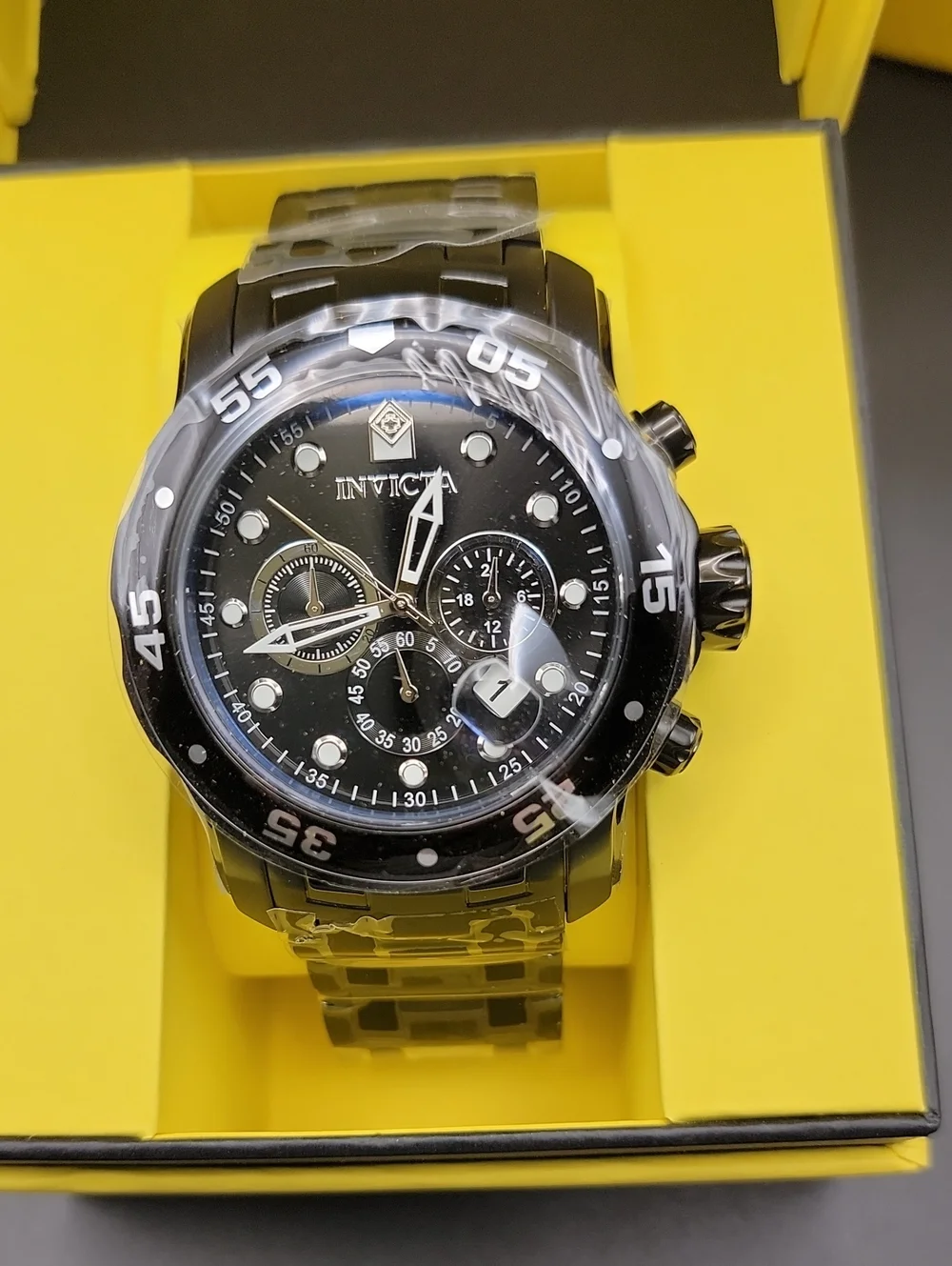 Invicta ⌚️ Pro Diver SCUBA Men's Watch - 48mm. Black 0076 Chronograph Chunky